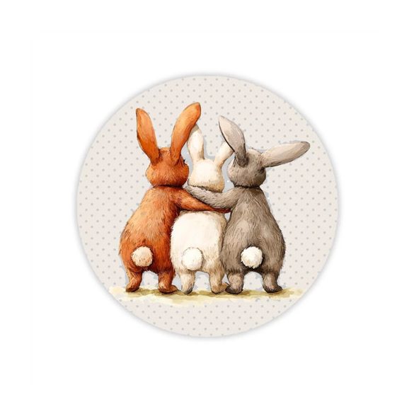 Nyomtatott fa tábla koszorú közép 11,8cm - Nyuszi barátok