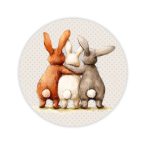   Nyomtatott fa tábla koszorú közép 14,8cm - Nyuszi barátok