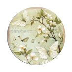   Nyomtatott fa tábla koszorú közép 11,8cm - Tavasz zöld téma