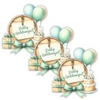   Nyomtatott dekorkarton 6x6cm - Lufis torta szülinap (3db/csom.)