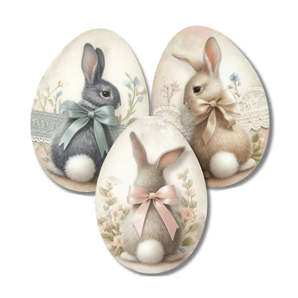 Nyomtatott dekorkarton 6cm - Nyuszis tojások (3db/csom.)