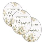   Nyomtatott dekorkarton 6,5x8cm - Nőnapi ovál tábla - Pasztell barack (3db/csom.)