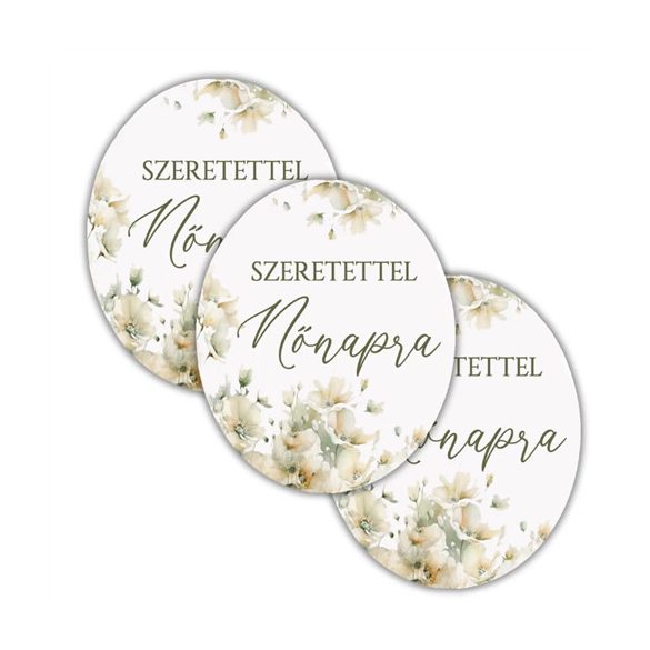 Nyomtatott dekorkarton 6,5x8cm - Nőnapi ovál tábla - Pasztell barack (3db/csom.)