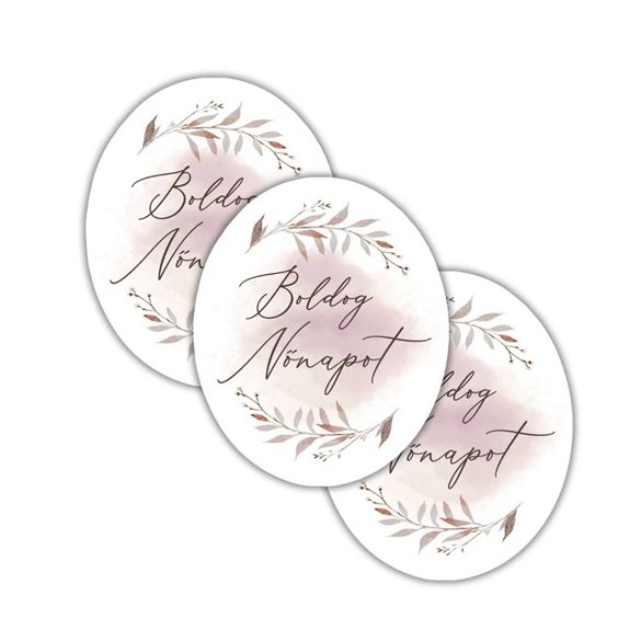 Nyomtatott dekorkarton 6,5x8cm - Nőnapi ovál tábla - Pasztell rózsaszín (3db/csom.)