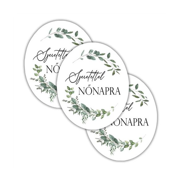 Nyomtatott dekorkarton 6,5x8cm - Nőnapi ovál tábla - Pasztell zöld (3db/csom.)