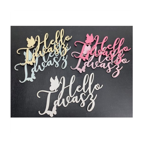 Hello tavasz feirat színes lepkés fehér 20x14 cm - Pasztel rózsaszín