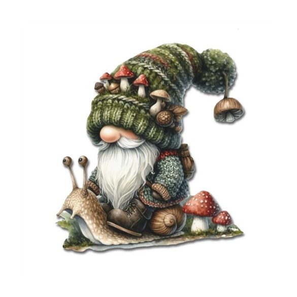 Nyomtatott dekorkarton 15cm - Csigán ülő manó