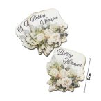   Nyomtatott dekorkarton - Boldog nőnapot virágos tábla 6cm - Fehér (4db/csom.)