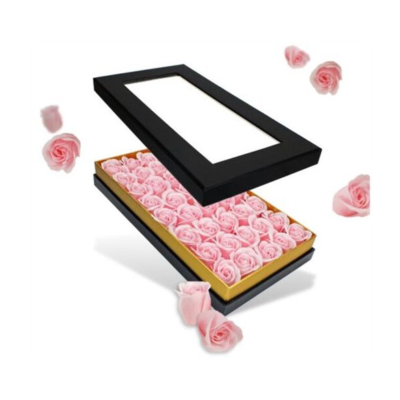 Prémium szappanrózsa fej Fekete szelence - Rózsaszín (40db/dob.)