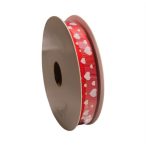 Szalag ripsz 10mm/10m szivecskés - Piros,fehér