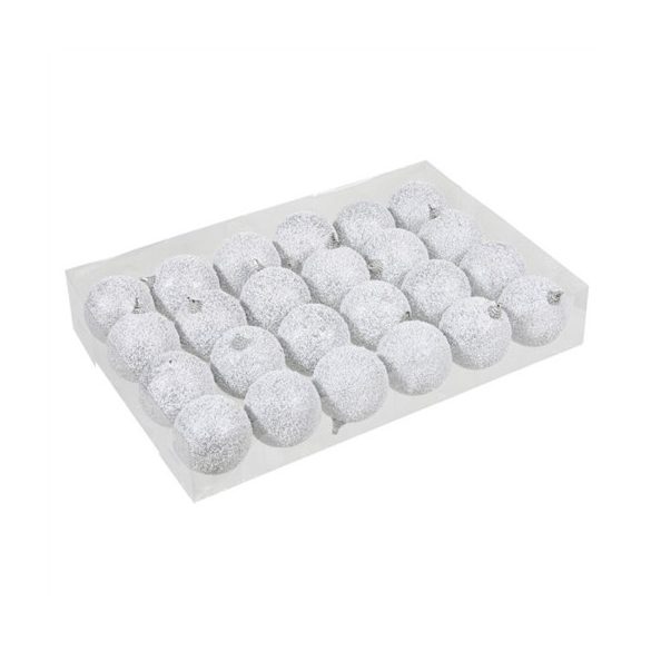 Gömb műanyag 6cm - Havas ezüst S/24