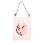 Akasztós rénszarvas fa 10x13cm - Rózsaszín
