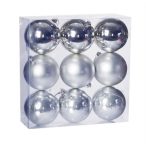 Műanyag gömb dobozban 8cm - Fényes ezüst 3féle S/9