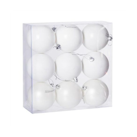 Műanyag gömb dobozban 8cm - Fehér 3féle S/9