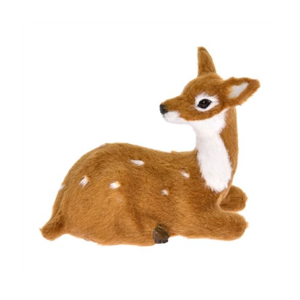 Őzgida fekvő műanyag/textil 9,5x3x6cm - Világos barna