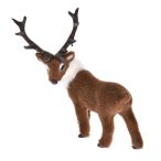   Szarvasbika álló műanyag/textil 12x7,5x11,5cm - Sötét barna