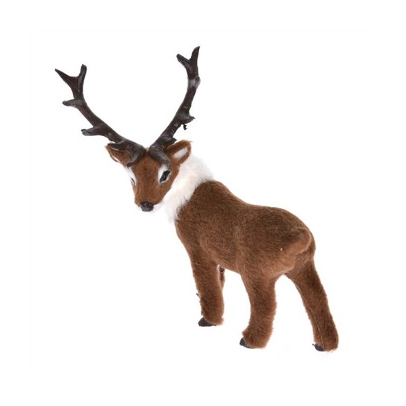 Szarvasbika álló műanyag/textil 12x7,5x11,5cm - Sötét barna