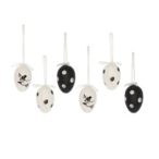 Tojás pöttyös akasztós műanyag 6cm - Fekete,fehér S/6