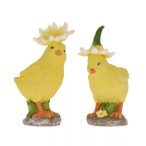 Csibe virág sapkában poly 3,5x4,5x7cm - Sárga 2féle
