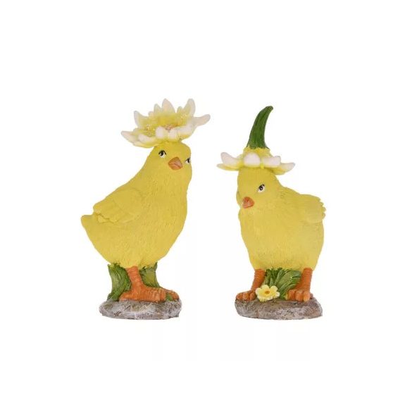 Csibe virág sapkában poly 3,5x4,5x7cm - Sárga 2féle