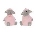   Bárány masnival ülő kerámia 7x6,5x8cm - Rózsaszín 2 féle