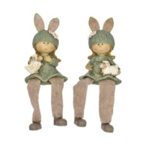   Lány báránnyal lógólábú poly 6x4x17cm - Barna,zöld 2 féle