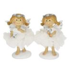 Tündér pompom szoknyában poly 8x6x13cm - Fehér 2 féle