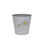 Kaspó fém kerek, virág mintával 16x11,5x14,6cm