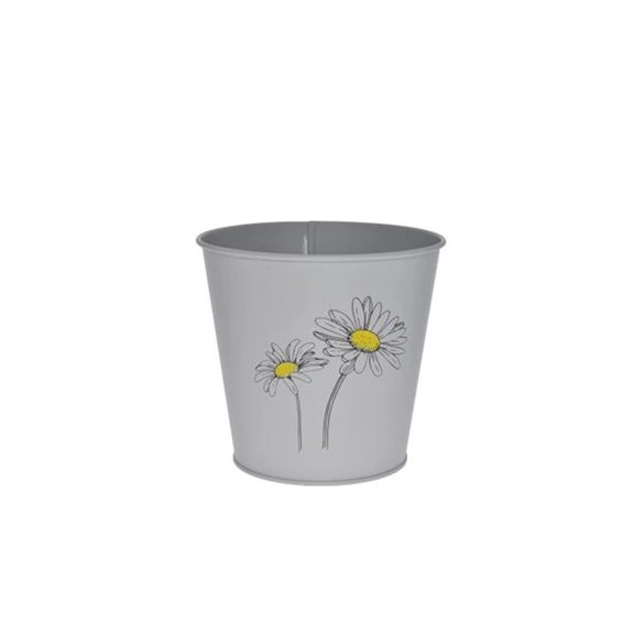 Kaspó fém kerek, virág mintával 16x11,5x14,6cm