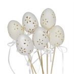 Tojás csipkemintával, betűzős 6cm - Fehér S/6