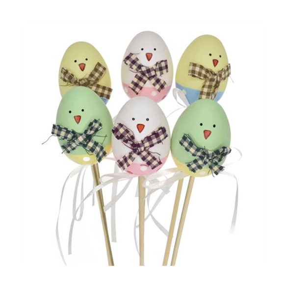 Tojás csirkével, betűzős 6cm - Vegyes szín S/6