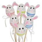 Tojás nyúllal, betűzős 6cm - Vegyes szín S/6