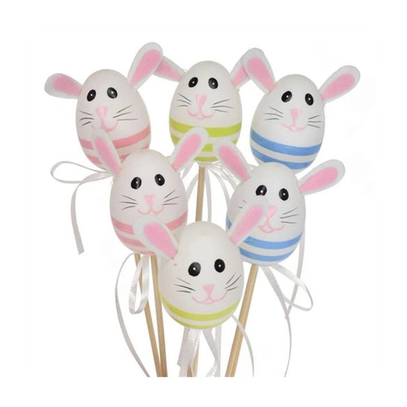 Tojás nyúllal, betűzős 6cm - Vegyes szín S/6