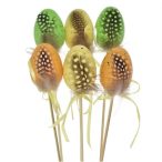 Tojás tollal, betűzős 6cm - Vegyes szín S/6