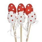   Tojás pöttyös mintával, betűzős 6cm - Piros, fehér S/6