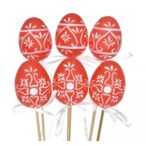 Tojás csipke mintával, betűzős 6cm - Piros S/6