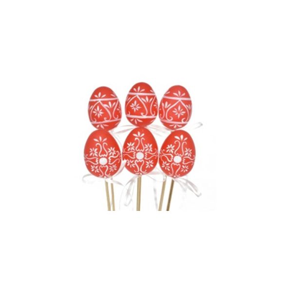 Tojás csipke mintával, betűzős 6cm - Piros S/6