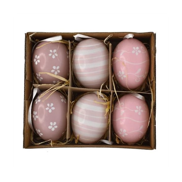 Tojás mintás akasztós műanyga dobozban 6cm - Rózsaszín S/6