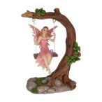 Tündér hintával, faágon poly 10,5x5,8x13cm - Színes