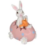 Nyúl tojásban kannával poly 7,5x5,8x9,1cm - Rózsaszín