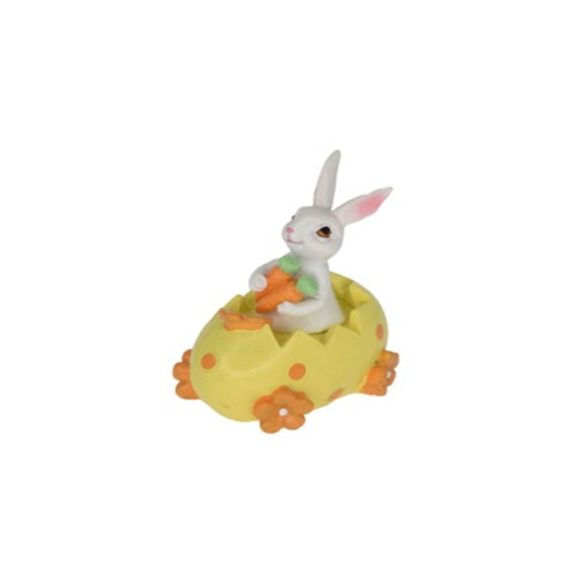 Nyúl tojásban répával poly 7,5x5,8x8,9cm - Sárga