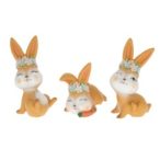   Nyúl virágkoszorúban fekvő műanyag 6,5x4,2x10cm - Barna 3fée