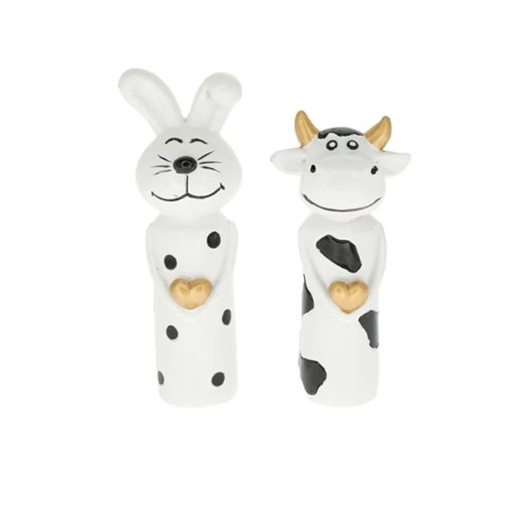 Nyúl, tehén szívvel álló poly 4,8x3,5x12,6cm - 2 féle