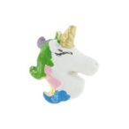   Unikornis fej öntapadós műanyag 2,4x1x2,3cm - Fehér, zöld S/8