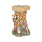   Tündérlak manóval, gombával szolár, LED-es poly 16x14x20,5cm - Barna, lila