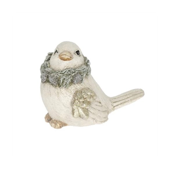 Madár koszorúval, tobozzal, glitteres 17x11x13cm