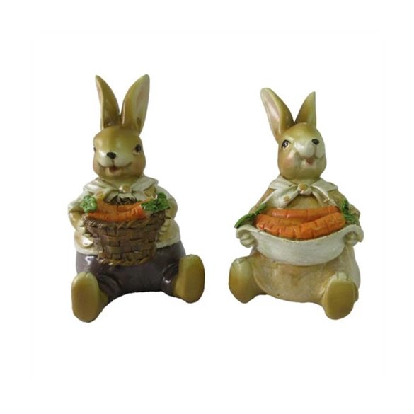 Nyúl fiú, lány répával ülő 10x6x6cm - 2 féle