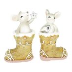   Egér mézeskalács csizmában, szívvel, csillaggal poly 7,5x4,5x12,5cm - 2 féle