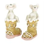   Egér mézeskalács csizmában álló, ülő poly 5,5x3,5x9,5cm - 2 féle