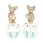   Egér cukorkával, muffinon álló poly 6,5x6,5x13cm - 2 féle